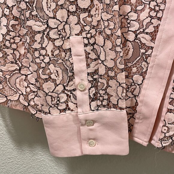 (NEW) J. CREW Button Down Lace Blouse W/Cami Style#J8168, Pink/Black - 14 - Picture 3 of 13